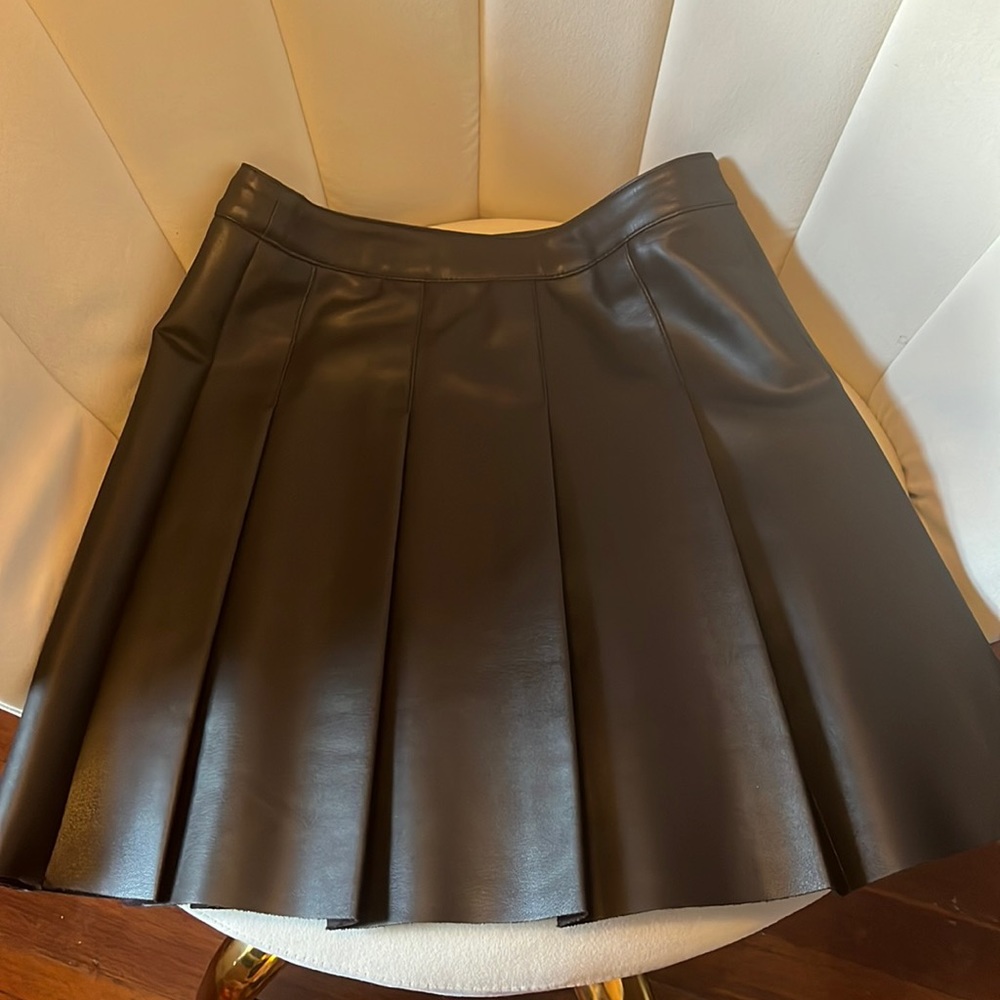 NWOT Zara pleated faux leather skirt
